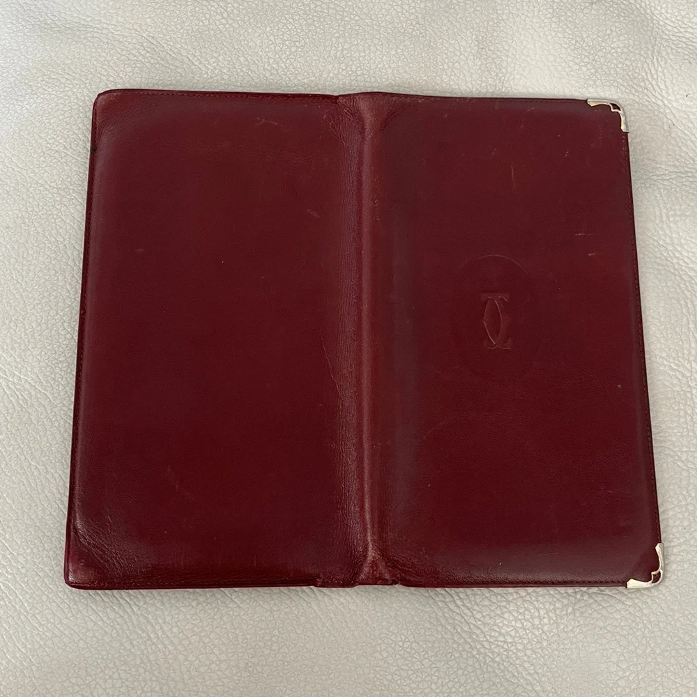Cartier Burgundy Leather Bifold Wallet/Organizer